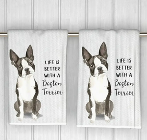 Tea Towel 2pk -  Life is Better with a Boston Terrier